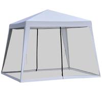 Pavillon de jardin, 3 x 3 mètres, polyester hydrofuge 160 g/m², hauteur de passage : 198 cm, structure métallique thermolaquée, moustiquaires incluses