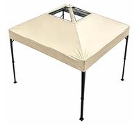 Pavillon de jardin 3 x 3 mètres - Tente de fête pop-up - Tissu Oxford imperméable - Hauteur réglable - Livré avec une sacoche de transport et des sacs de sable - Beige