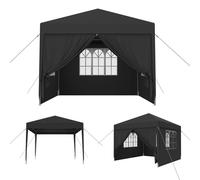 Pavillon de jardin 3x3 mètres, imperméable, avec protection UV, comprenant des panneaux latéraux et des fenêtres, de couleur anthracite