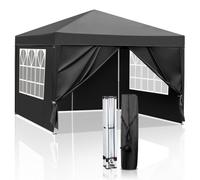 Pavillon de jardin 3x3 mètres, imperméable, protection UV 50+, 4 panneaux latéraux, couleur noire