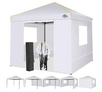 Pavillon de jardin 3x3 mètres, imperméable, protection UV 50+, avec 4 panneaux latéraux en mesh, de couleur blanche