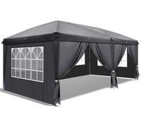 Pavillon de jardin 3x6 mètres, gris, avec hauteur réglable, étanche, et comprenant 6 panneaux latéraux