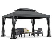 Pavillon de jardin anthracite avec moustiquaire Valencia 3x4 m Garden Point