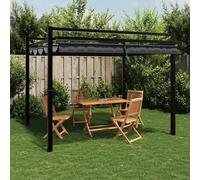 Pavillon de jardin anthracite avec toit rétractable, dimensions 3x3 mètres, en aluminium. Idéal comme pavillon pliable, pergola, tente de réception, marquise de stand, tente de soleil, pavillon de jar