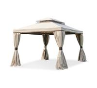 Pavillon de jardin avec moustiquaire et rideaux Valencia 3x4m crème Garden Point
