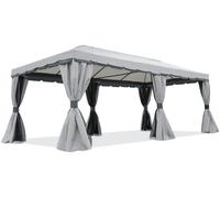 Pavillon de jardin avec moustiquaire et rideaux Valencia 3x6 m gris Garden Point