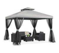Pavillon de jardin avec moustiquaire Valencia 3x3 m gris Garden Point