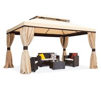 Pavillon de jardin avec rideaux crème Valencia 3x6m Garden Point