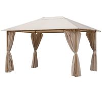 Pavillon de jardin avec rideaux et éclairage LED Altea 3 x 4 m Garden Point beige