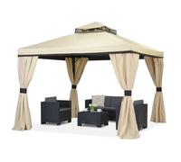 Pavillon de jardin avec rideaux Valencia 3x3m crème Garden Point