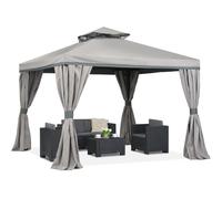 Pavillon de jardin avec rideaux Valencia 3x3m gris Garden Point