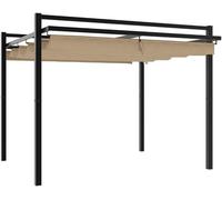 Pavillon de jardin avec toit rétractable, dimensions 3x3 mètres, pergola en aluminium pour jardin et terrasse, pavillon robuste avec toit solaire réglable, couleur anthracite et taupe, dimensions 309,