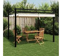 Pavillon de jardin avec toit rétractable. Tente de jardin, tente de réception, pavillon de jardin, pergola, protection solaire, abri de terrasse pour l'extérieur, le jardin, les fêtes. Couleur : crème