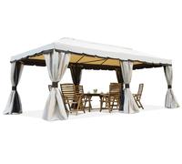 Pavillon de jardin crème avec rideaux Valencia 4x6m Garden Point