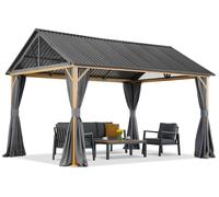 Pavillon de jardin en aluminium Teramo avec rideaux 3x5,8 m Garden Point