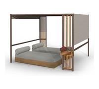Blumfeldt Pergola Valence 3x3 m – métal, lattes contreplaqué, LED solaire, toit imperméable UV50+