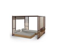 Pavillon de jardin - Gazébo avec toit - 3x3m - Salon de jardin - Eclairage solaire LED transparent - Tubes en acier - Marron