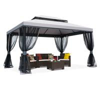 Pavillon de jardin gris avec moustiquaire Valencia 3x4 m Garden Point