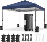 Pavillon de jardin, hauteur réglable, modèle pop-up, couleur bleu marine. Pavillon pliable, imperméable et stable, comprenant une housse de transport et 4 sacs de sable. Protection UV 50+. Pavillon id