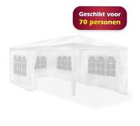 Pavillon de jardin Lifetime Garden - Belvédère de Jardin avec 6 Parois Latérales - avec Fenêtres - 3 x 6 mètres - Blanc