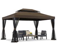 Pavillon de jardin marron avec moustiquaire Valencia 3x4 m Garden Point
