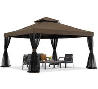 Pavillon de jardin marron avec moustiquaire Valencia 4x4 m Garden Point