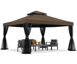 Pavillon de jardin marron avec moustiquaire Valencia 4x4m Garden Point