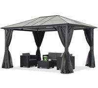 Pavillon de jardin moderne Santiago 3x6 m avec moustiquaire Garden Point anthracite
