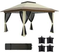 Pavillon de jardin - Pavillon pliable 3,6 x 3,6 m - 4 parois latérales - Moustiquaire - Protection UV - Tissu Oxford - Blanc