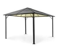 Blumfeldt Pergola Aluminium Polycarbonate 3x4m, Pergola Terrasse, Toit Rigide en Polycarbonate, Pergola en Verre Translucide et Eclairage LED Réglables, Structure Alu, Pergola 3x4, Tonnelle de Jardin