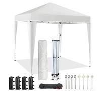Pavillon de jardin pliable 3x3 mètres - Tente pop-up - Imperméable - Hauteur réglable - Structure en aluminium - Tissu Oxford - Blanc
