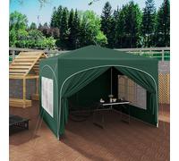 Pavillon de jardin pliable, dimensions 3x3 mètres, réglable, résistant à l'eau et protégeant des rayons UV. Couleur : vert. Dimensions : 300x300x250-258 cm