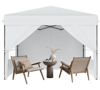 Pavillon de jardin pop-up YRHome 3 x 3 m, montage rapide à un bouton, imperméable et protection UV, avec 4 parois latérales, sac de transport inclus – Blanc
