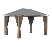 Outsunny Tonnelle de jardin 4 x 3 m tonnelle aluminium pavillon de jardin avec rideaux et toile de toit en polyester protection solaire