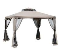 Outsunny Pavillon de jardin tonnelle barnum style colonial double toit toiles moustiquaires amovibles zippées taupe
