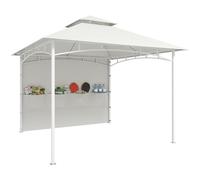 Outsunny Pavillon de Jardin 3 x 3 m, Toit Double, Tonnelle de Jardin avec Rideaux et Poches de Rangement, Crochet de Plafond, Structure Métallique Solide, Crème