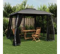 Pavillon de meubles avec double toit & parois en filet Anthracite 2,93x2,93m Acier - Pavillons & Tentes de réception 368449