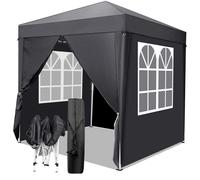 Pavillon d'extérieur 2x2 mètres, hauteur réglable, imperméable, de couleur grise, avec 4 panneaux latéraux