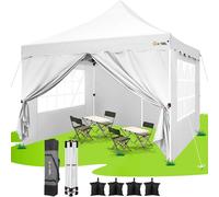 Pavillon d'extérieur 3x3 mètres, imperméable, avec 4 panneaux latéraux, protection UV 50+, structure en acier, couleur blanche