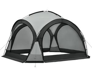 Pavillon dôme Grästorp Tente événementielle avec LED Tente de réception avec éclairage inclus avec module solaire Tente de fête étanche 3,45 x 3,45 x 2,47 m Gris