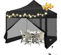 Pavillon, étanche, rapide à monter, noir, 3x3m