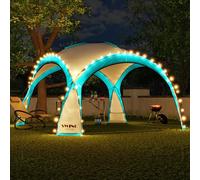 Pavillon événementiel LED 3,6 x 3,6 m DomeShelter Pavillon de jardin avec panneau solaire inclus Pavillon design Tente de jardin Pavillon de camping Tente de réception avec éclairage - turquoise