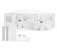 Pavillon Kinzo 3 x 6 m - Tente de réception pour 70 personnes - Pavillon de jardin avec 6 parois latérales et une hauteur au faîte de 2,5 m - Tente de réception imperméable et résistante aux UV - Blan