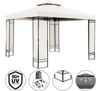 Pavillon Lorca 3x3 m métal toile hydrofuge protection UV 50+ tente de réception tonnelle de jardin pergola mobilier extérieur crème