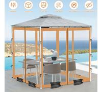 Pavillon Moustiquaire Outdoor,4-Pièces Parasol Moustiquaire en Mesh avec Fermeture à Glissière pour Pavillon Balcon, Livré avec un Sac de Transport et un Sac de Poids,Marron,3mx3m