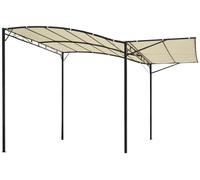 Pavillon Outsunny 3 x 2,5 m – Pavillon de jardin et store avec toit latéral rabattable, protection UV, acier et polyester, ombrage de terrasse, blanc crème/noir
