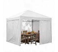 Pavillon pliable 3x3 mètres - Tente pop-up pour fêtes - Montage rapide pour 1 personne - Structure en acier - Toit imperméable en Oxford avec 4 parois latérales - Hauteur réglable - Blanc