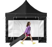 Pavillon Pliable 3x3m - Pavillon Pop-Up 240g polyester enduit PVC - Tente de réception/tente de jardin/tente de plage réglable - 1,95-2,13m - Polyvalent.