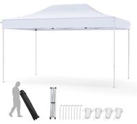 Pavillon pliable 3x4,5 mètres, type pop-up, avec hauteur réglable, sac de transport à roulettes, 4 cordes, 8 sardines, imperméable. Idéal pour le jardin, tente de jardin, tente de réception pour fêtes