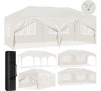 Pavillon pliable 3x6 mètres, modèle pop-up, imperméable, résistant à l'hiver, pavillon de barbecue stable, pavillon de jardin avec parois latérales et fenêtres, sac de transport inclus, idéal pour le 